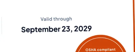 Close-up of a certificate showing the valid-through date